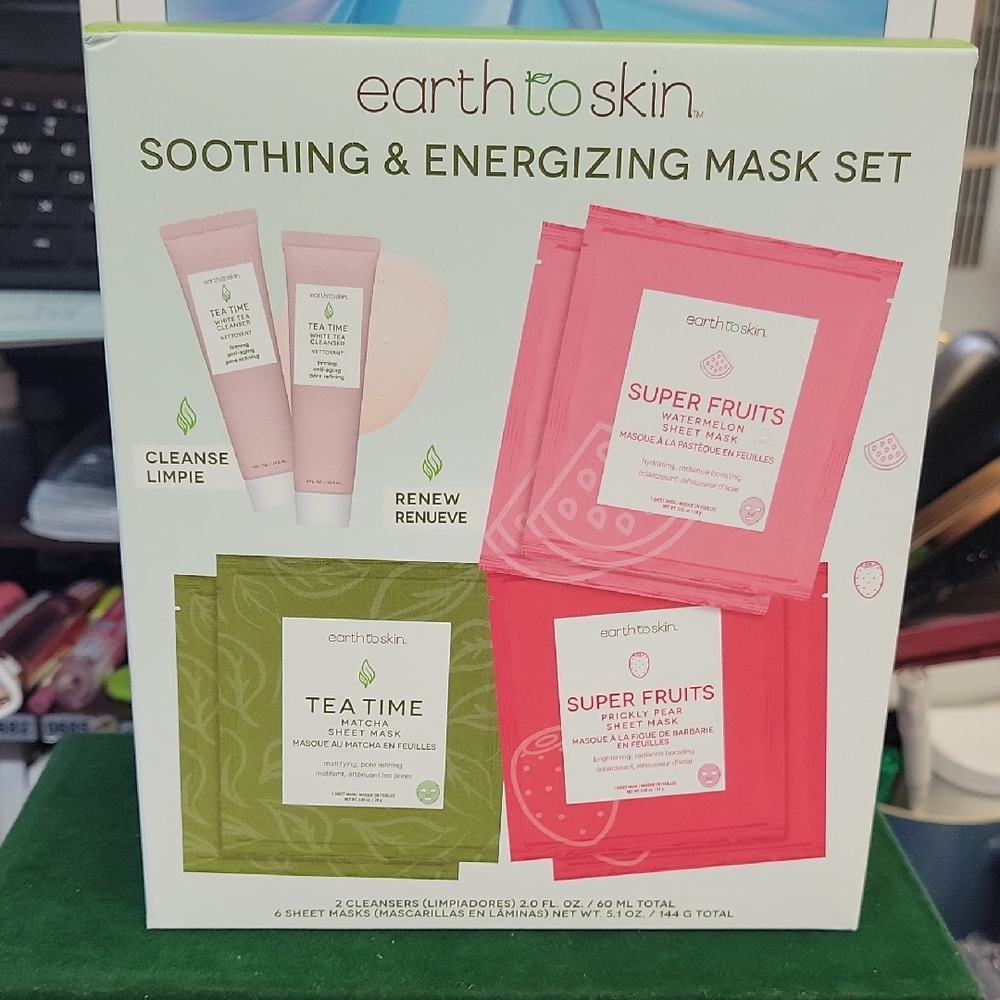 earth To skin Soothing & Energizing Mask Set of 5 New Sealed Box - Super Fruits